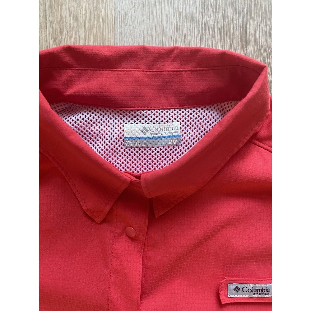 Columbia PFG Long Sleeve Shirt Snap Up Vented  Womens Medium Bright Orange - Picture 3 of 6